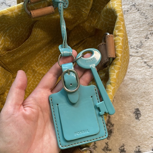 (FOSSIL) Key-Per Yellow Shoulder Handbag Tote - Picture 11 of 15